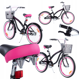 Tomabike platinovo ružový čierny bicykel 20" Black, Pink